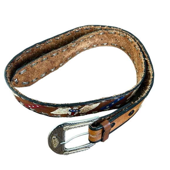Vintage Handmade Western Leather Belt with Eagle Motif Made in Mexico - Picture 2 of 5